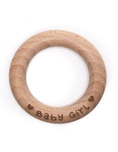 Anillo de dentición de madera 70 mm - Baby Girl