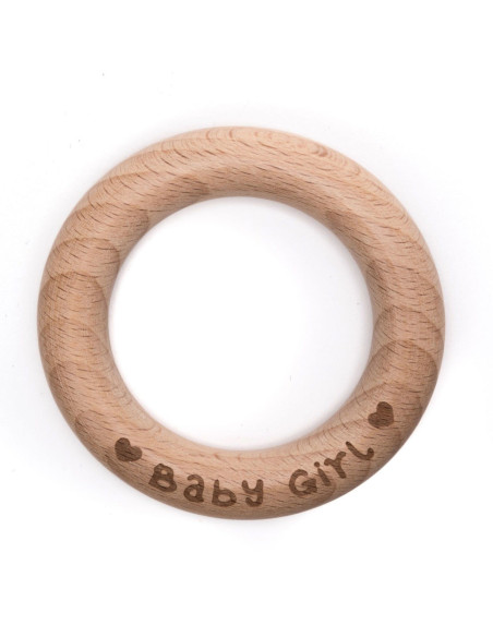 Anillo de dentición de madera 70 mm - Baby Girl
