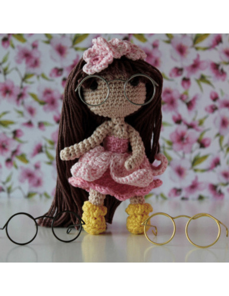 Lote de 5 pares de gafas para amigurumi 35 mm - Negro