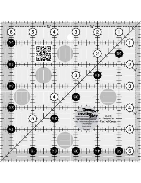 Regla cuadrada de acolchado 6.5" x 6.5" Creative Grids