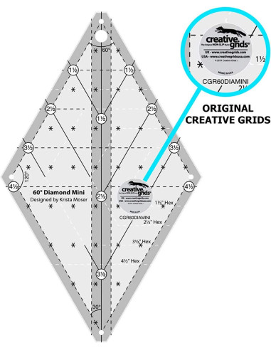 Regla de acolchado Diamond Mini 60° Creative Grids