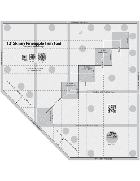 Regla de 12" Skinny Pineapple Trim Tool Creative Grids