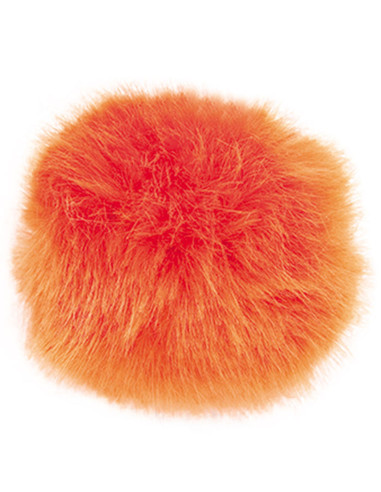 Pompón imitación piel 10 cm - Naranja