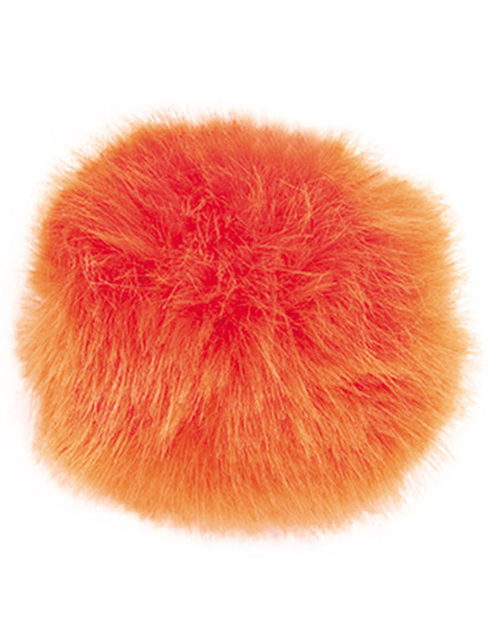 Pompón imitación piel 10 cm - Naranja