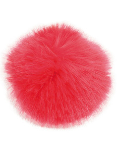 Pompón imitación piel 10 cm - Rojo