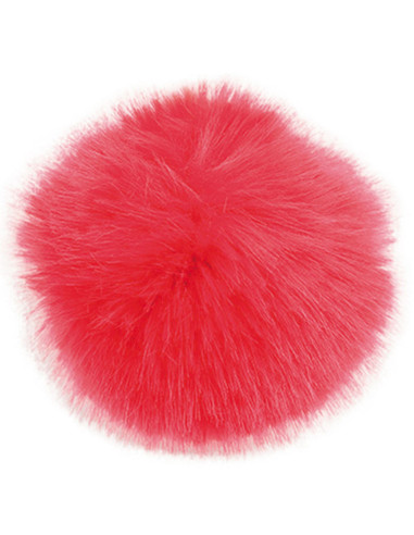 Pompón imitación piel 10 cm - Rojo