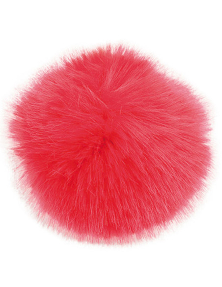Pompón imitación piel 10 cm - Rojo