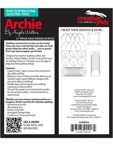 Regla Archie Herramienta de Acolchado a Máquina Creative Grids