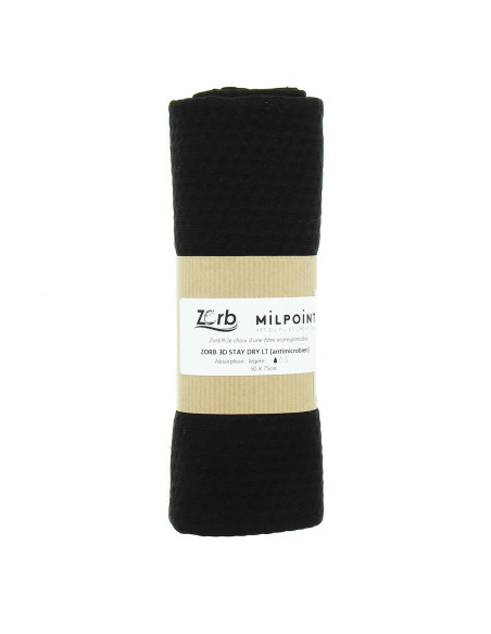 Cupón de tela absorbente ligera Zorb 3D Stay Dry antimicrobiana 50 x 75 cm - Negro