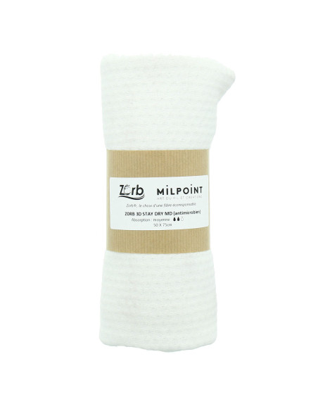 Cupón de tela absorbente mediana Zorb 3D Stay Dry antimicrobiano 50 x 75 cm - Blanco