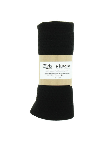 Cupón de tela absorbente mediana Zorb 3D Stay Dry antimicrobiana 50 x 75 cm - Negro
