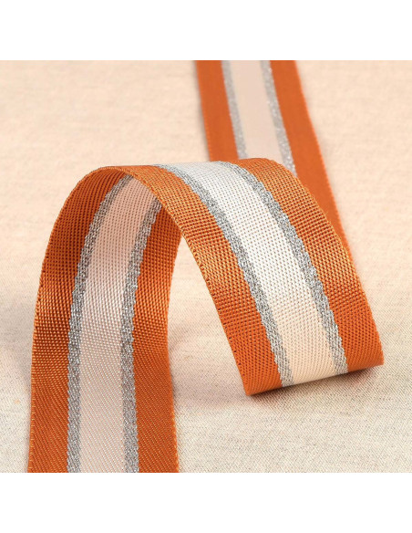 Correa de hombro de lúrex - Naranja y plata