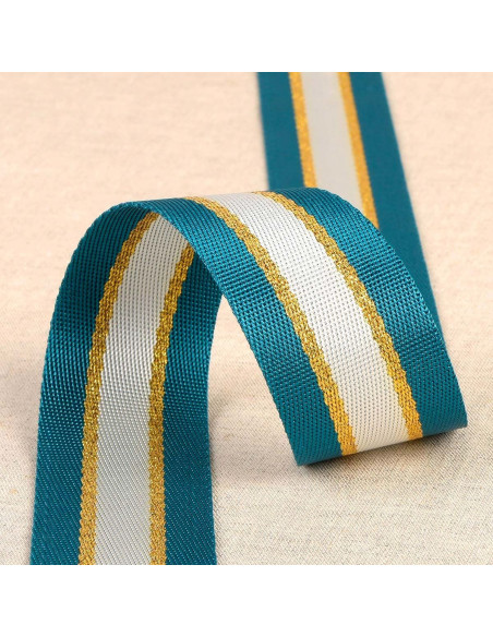 Correa de hombro de lurex - Azul pato y oro
