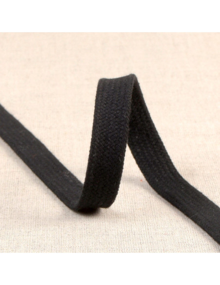 Cordón trenzado plano para sudadera - Negro
