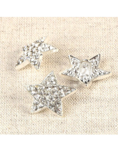 Botón de strass estrella Polaris - Blanco 19 mm
