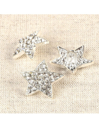 Botón de strass estrella Polaris - Blanco 19 mm