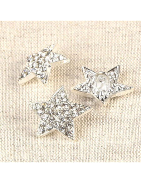 Botón de strass estrella Polaris - Blanco 19 mm