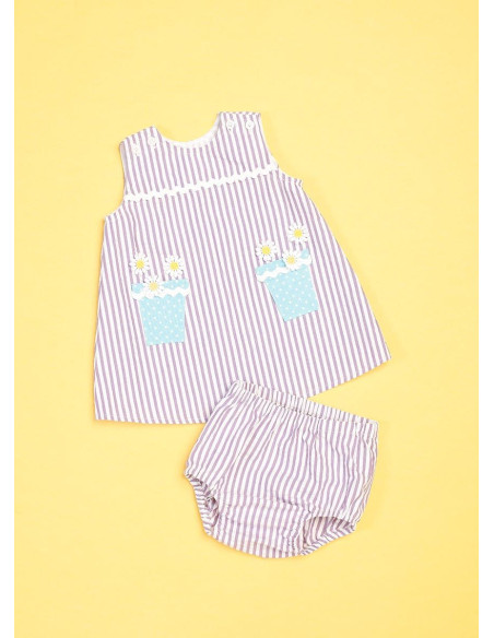 Patrón de peto, vestido y pantalones cortos para bebés - Butterick 6905