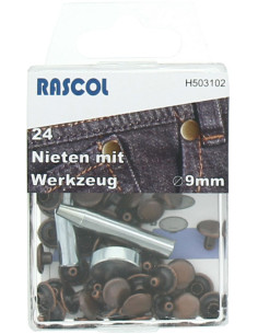Caja de 24 remaches de 9 mm con herramienta - Cobre