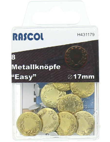 Caja de 8 botones vaqueros 17mm Rascol - Oro laureles