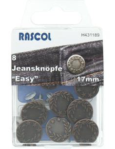 Caja de 8 botones vaqueros 17mm Rascol - Cañón de fusil Laureles