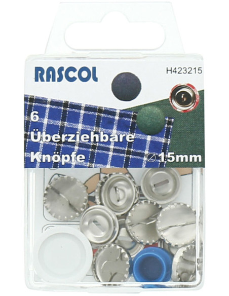 Caja de 6 botones para cubrir con herramienta Rascol - 15 mm
