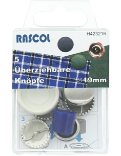 Caja de 5 botones para cubrir con herramienta Rascol - 19 mm