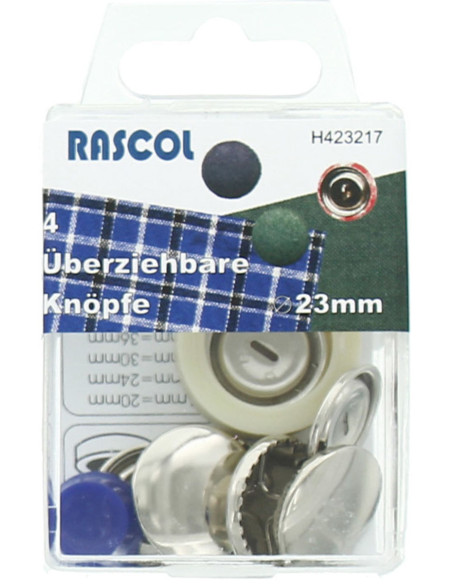 Caja de 4 botones para cubrir con herramienta Rascol - 23 mm