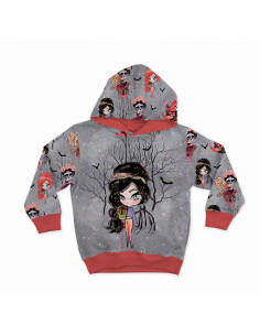 Tela de sudadera - Hadas de Halloween fondo gris 2