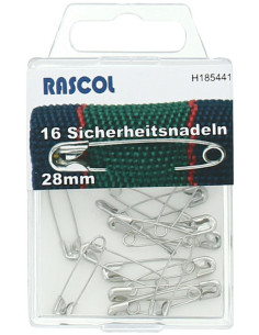 Caja de 16 imperdibles Rascol - Plata 28 mm