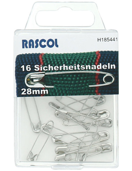 Caja de 16 imperdibles Rascol - Plata 28 mm