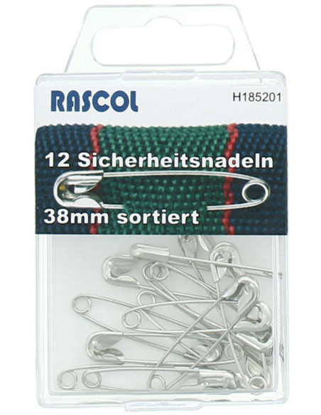 Caja de 12 imperdibles Rascol - Plata 38 mm