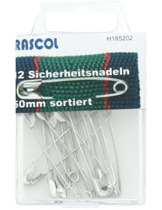 Caja de 12 imperdibles Rascol - Plata 50 mm