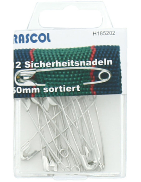 Caja de 12 imperdibles Rascol - Plata 50 mm