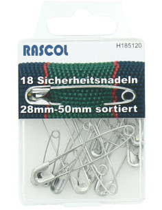 Caja de 18 imperdibles Rascol - Surtido plateado