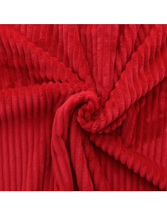 Tejido minky de canalé grueso - Rojo