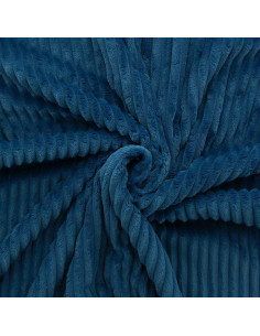 Tejido minky de canalé grueso - Azul petróleo