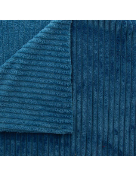 Tejido minky de canalé grueso - Azul petróleo