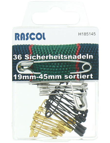 Caja de 36 imperdibles Rascol - Colores surtidos