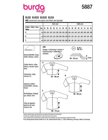 Patrón de blusa - Burda 5887