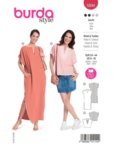 Patrón de vestido y túnica - Burda 5894