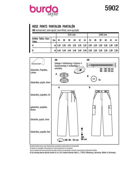 Patrón de pantalón - Burda 5902