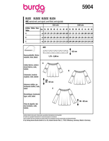Patrón de blusa - Burda 5904