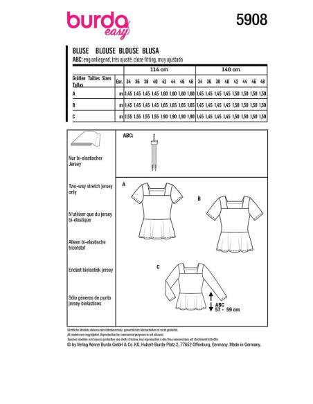 Patrón de blusa - Burda 5908