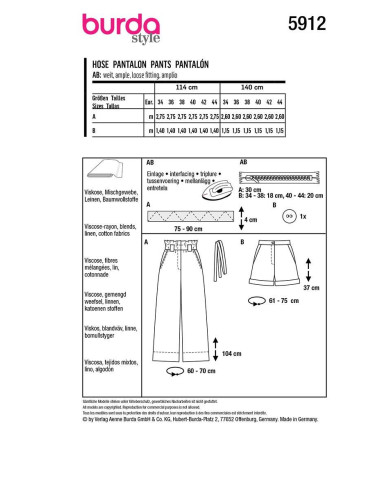 Patrón de pantalón - Burda 5912