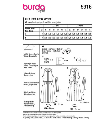 Patrón de vestido - Burda 5916