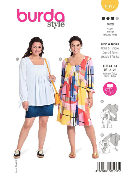 Patrón de vestido y túnica - Burda 5917
