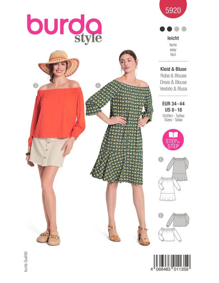Patrón de vestido y blusa - Burda 5920