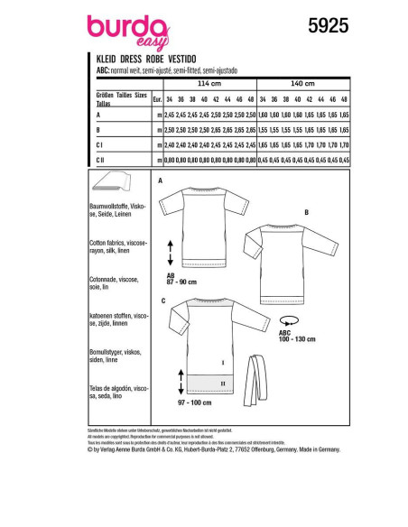 Patrón de vestido - Burda 5925