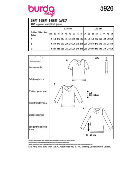 Patrón de camiseta - Burda 5926